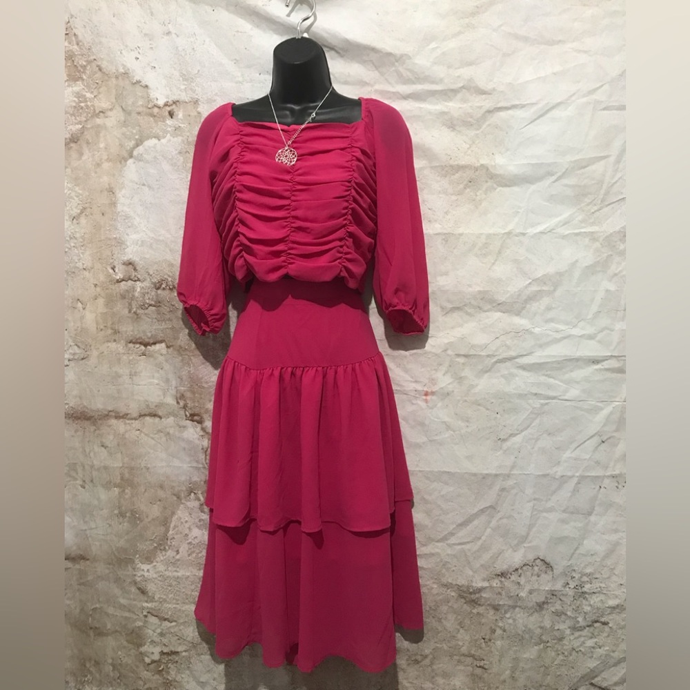 NWT Shabby Chic Nicole Ashwell 2 Piece Barberry Crop Top Skirt Chiffon Size L~